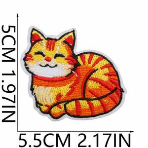 Factory Sell <b>Iron</b> on Embroidery Cute Yellow Cat Patch for Decoration - Product Image 6