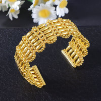 Ensemble de bracelets de luxe pour mariage à Dubaï, plaqué or 21 carats, design ajustable, bracelets et bagues pour femmes, cadeau