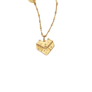Collar MECYLIFE Personalizable de Acero Inoxidable con Colgante de Sobre Cuadrado, <span class=keywords><strong>Letras</strong></span> Inglesas, Corazón, Huellas de Ángel y Alas de Ángel Chapadas en Oro - Product Image 5