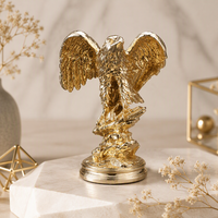 Fabrication professionnelle de statues d'aigle doré en résine, décorations d'animaux de luxe bon marché pour hôtels et maisons