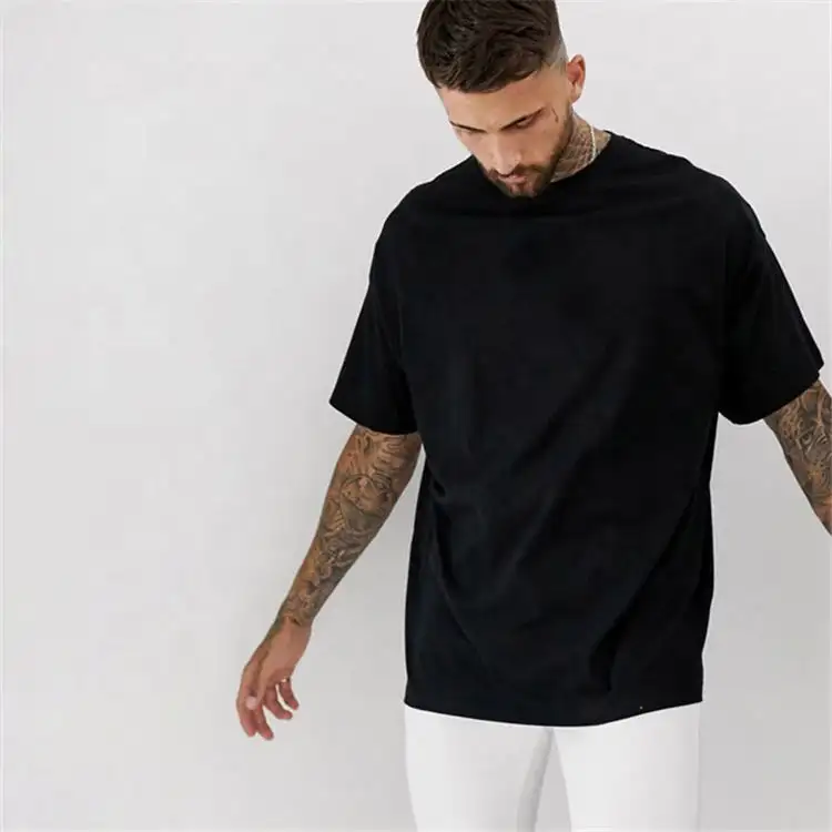 2023 Custom summer man plain loose fit black cotton short sleeve screen printing logo high quality t-shirt