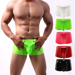 กางเกงขาสั้นหนัง PU เงาแบบถอดได้สำหรับผู้ชายรักร่วมเพศ รุ่นใหม่ล่าสุด ทรงเปิดเป้า แบบแบน - Product Image 2