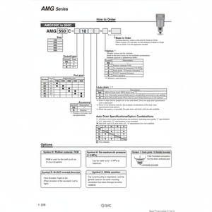 เครื่องกรองอากาศแบบนิวเมติก SMC AMG150C-02BD-F เครื่องแยกน้ำ - Product Image 1