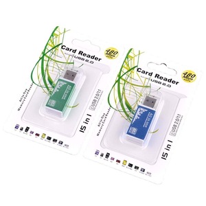 เครื่องอ่านการ์ดอลูมิเนียมขนาดเล็กแบบออลอินวัน USB 2.0 สำหรับอุปกรณ์มือถือ SD TF MMC MS - Product Image 2