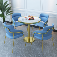 Chaise de restaurant moderne, mobilier commercial pour glacier et café, ensemble de table à manger en métal de luxe avec 4 chaises