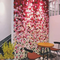Tizen Maßgefertigte Kunstseiden-Rosen Rosa Blumenwand Künstliche Blumen Hintergrund-Dekorationen Künstliche Blumenwand