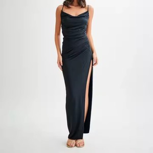 Vestito aderente da donna vestito da donna <span class=keywords><strong>con</strong></span> bretelle ritagliate <span class=keywords><strong>con</strong></span> bretelle tinta unita <span class=keywords><strong>con</strong></span> lato alto Modulare Casual senza schienale lungo abito aderente - Product Image 1