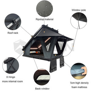 Carpa de Techo Rígida SNDN, Impermeable, para Camping, con Bisagras en X, de Aluminio, Negra, para Camionetas 4x4 y Campamentos al Aire Libre - Product Image 4