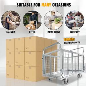 Middelzware Aangepaste Stalen Zink Gaas Rolkooi <span class=keywords><strong>Pallet</strong></span> <span class=keywords><strong>Trolley</strong></span> Magazijn Veiligheid Wasgoed Lading Opslag Met Planken - Product Image 4