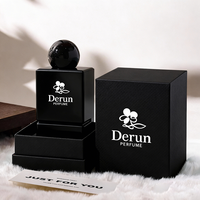 Botol Parfum Kaca Mewah Desain Mewah Bentuk Kotak Kosong Hitam Putih 30ml 50ml 100ml dengan Kemasan Kustom