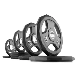 New Design Black Diamond Shape Customized Logo KG LB Weightlifting Three Handles Stainless Steel Hub Weight Plates