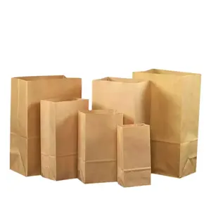工厂定制批发可生物降解外卖食品快餐包装扁平棕色白色牛皮纸袋