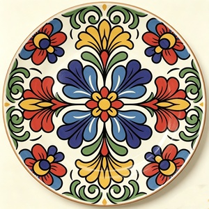 Plato de Cena con Diseño Floral <span class=keywords><strong>Tradicional</strong></span> Personalizado al por Mayor, Vajilla <span class=keywords><strong>Mexicana</strong></span> y Marroquí - Product Image 1
