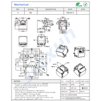 Enchufe hembra de Ethernet de la serie de conector vertical RJ45, sin conectores magnéticos, de la serie 1 a 2