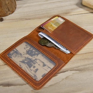 Boshiho Crazy Horse Handmade Genuine Leather Men's Bifold <b>Wallet</b> Open Closure Customizable Logo Vintage ID Credit Card <b>Holder</b> - Product Image 5