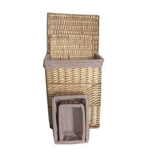 Set 5 Woven <strong>Wicker</strong> Eco-Friendly Stackable Laundry Hamper <strong>Baskets</strong> <strong>Lining</strong> for Clothing Storage Home Living Room Wardrobe - Product Image 1