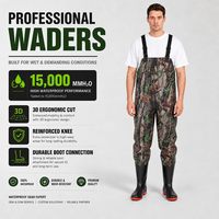Cuissardes de pêche Senshuo en PVC imperméable, camouflage feuilles d'automne, avec bottes hautes, pour la chasse et le travail en forêt
