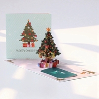 Kartu pohon Natal 3D kreatif, kartu hadiah aktivitas ramah siswa untuk Natal