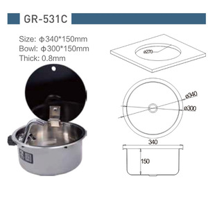 Couvercle de casserole en acier inoxydable et verre trempé GR-531C avec évier 340*150mm Accessoire intérieur pour camping-cars et yachts - Product Image 3