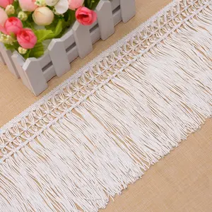 Polyester White Long Fringe Tassel For Textile Curtains Customized Teal Green Curtain Trim Lace Machine Produced 3 Days