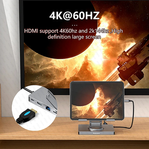 Station d'accueil pour support de tablette HUB USB C 9-en-1 4K60Hz HD USB3.0 5Gbps 1000Mbps Support de transfert de données Ethernet pour tablette téléphone - Product Image 6