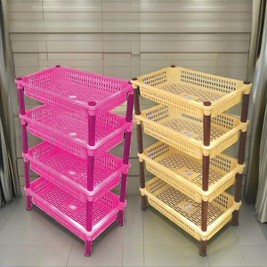 Chariot de rangement réglable à trois niveaux en plastique écologique, léger et durable, avec roues pour une mobilité facile – Lot de 3 - Product Image 6