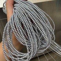 Perles d'eau douce grises semi-rondes de 3-3,5 mm pour la fabrication de colliers semi-finis, un fil d'environ 39 cm de long