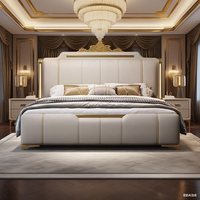 Nouveau Lit Double de Luxe Style Italien 1.8m, Lit de Mariage Rembourré Doux, Design Moderne Simple pour Chambre Principale, Lits Capitonnés