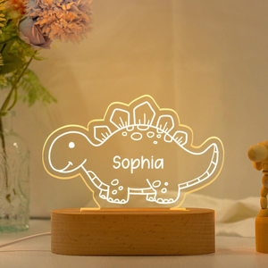 Lampe de nuit personnalisée en acrylique dinosaure Décoration de <span class=keywords><strong>chambre</strong></span> d'enfant Nom personnalisé Décoration de nuit de chevet - Product Image 3