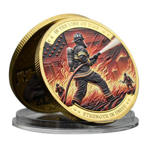 消防员挑战硬币镀金银色火线纪念币收藏徽章礼品 - Product Image 1