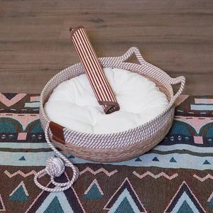 <b>Cat</b> Bed Round Rattan Breathable Polyester Fiber Fill Extra Large Size For <b>Cats</b> Summer Pet Supplies - Product Image 2