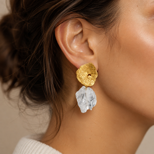 Orecchini Vintage a Forma di Foglia di Loto con Texture Colorata Irregolare, Regali per Feste Femminili - Product Image 2