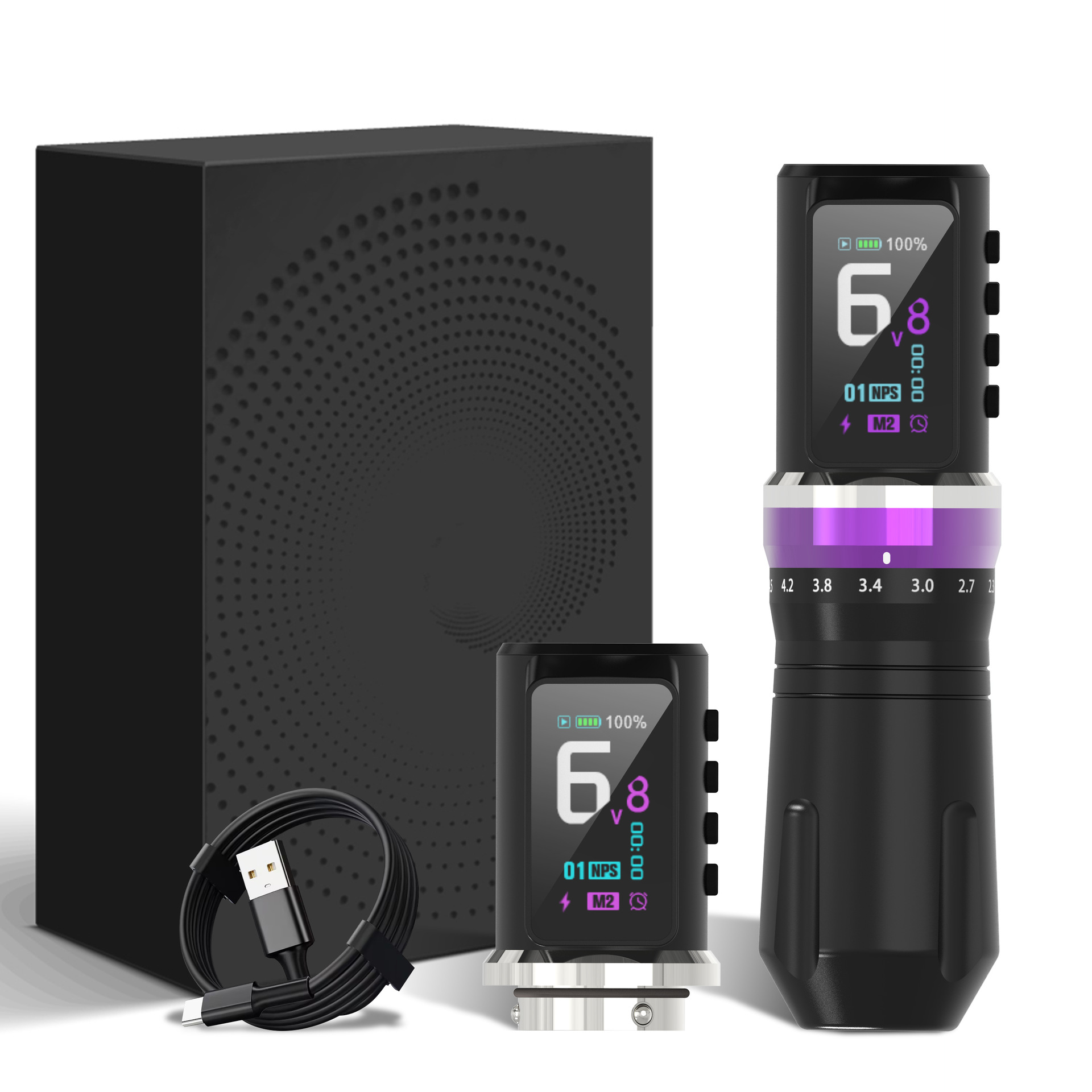 Black with purple ring