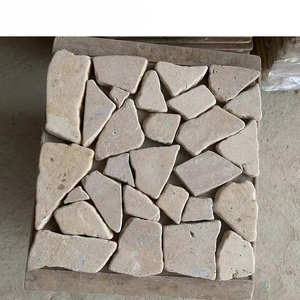 Gold Colour Natural Roman Beige Limestone Random Shape Mosaic Tile Indoor Wall Floor <b>Paver</b> Honed Tiles - Product Image 4