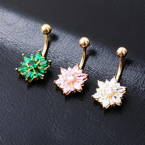 Anneau de <span class=keywords><strong>nombril</strong></span> en acier inoxydable plaqué or <span class=keywords><strong>non</strong></span> ternissant avec cristal petite marguerite, <span class=keywords><strong>bijoux</strong></span> de piercing <span class=keywords><strong>pour</strong></span> femmes - Product Image 2