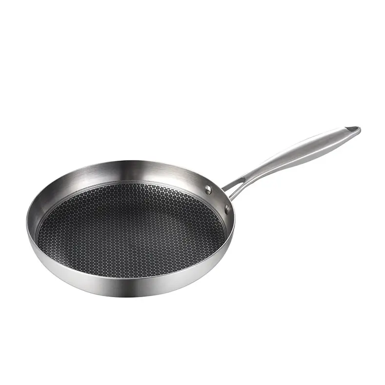 Hot selling induction cooker gas stove special pan steak fry pan kitchen cookware stainless steel frying pan with strainer