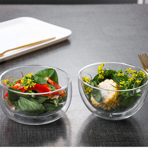 Cuenco de vidrio de <span class=keywords><strong>doble</strong></span> pared más vendido para uso en cocina, cuenco de ensalada de leche y azúcar de fruta de vidrio de <span class=keywords><strong>doble</strong></span> pared - Product Image 3