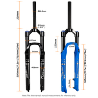 Fourche à suspension pneumatique TOSEEK 26/27,5/29 pouces QR 9x100 avec blocage de l'épaule et rebond en alliage Mg pour VTT tout usage XC Trail Endurance Racing