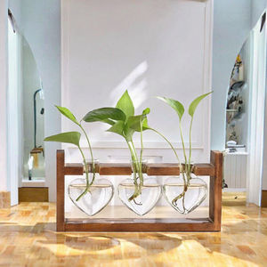 Estación de Propagación de Plantas con Soporte de Madera, Floreros de Vidrio, Terrario para Plantas de Interior, Decoración de Escritorio, Regalo de Jardinería - Product Image 3