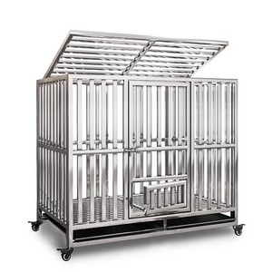 202/304 paslanmaz çelik ağır Metal köpek kafesi lüks kalın kalınlaşmış tepsi kafes plastik tepsi ile Modern tarzı kutu ambalaj - Product Image 3