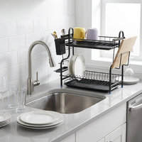 Égouttoir à vaisselle en acier inoxydable SY Home pour le séchage et le rangement des bols, tasses et cuillères avec organisation des couverts