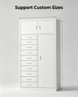 Armoire de rangement métallique Xinanda à 3 portes et 10 tiroirs, montage au sol, blanche, pour atelier, bureau, classement, rangement multi-compartiments pour outils et pièces