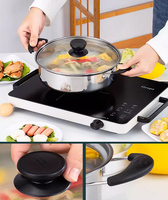 Batterie de Cuisine Noire 10 Pièces en Acier Inoxydable, Pots et Casseroles Multi-Fonctions avec Couvercles en Verre, Marmites à Soupe