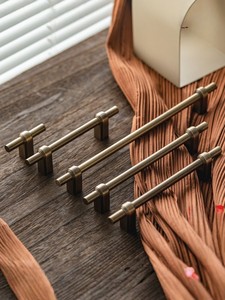 黄铜滚花拉手 简约厨房抽屉拉手 衣柜/梳妆台旋钮 家居家具 - Product Image 2