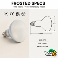 LuckyHerp JX-SL125R115FR Lampe à vapeur de mercure auto-alimentée givrée 125W UVB/UVA en verre écologique pour reptiles