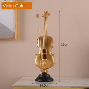 Style nordique doré <span class=keywords><strong>violon</strong></span> résine ornement créatif Instruments de musique maison entrée salon TV meuble décor noël - Product Image 6