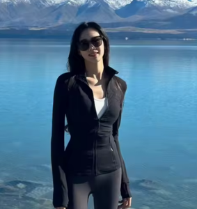 Set da Yoga e <span class=keywords><strong>Fitness</strong></span> S14 per Donne, Giacca Dorata Originale e Pantaloni in Denim Elasticizzati, Traspiranti e Impermeabili, Stile Snellente - Product Image 2