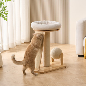 Árbol para Gatos de Madera Maciza de 4 Niveles, Poste Rascador Resistente, Estructura para Escalar para Gatos de Uso Doméstico - Product Image 3
