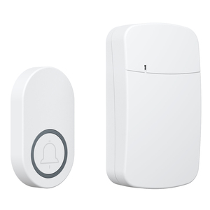 <span class=keywords><strong>Timbre</strong></span> inalámbrico blanco, 1 botón <span class=keywords><strong>pulsador</strong></span>, 1 receptor, 38 <span class=keywords><strong>timbre</strong></span>, 90DB, 200M, rango IP44, impermeable para exteriores, 1 enchufe, Apartamentos - Product Image 1