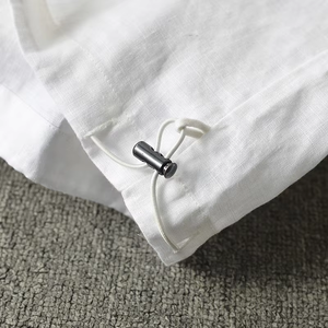 Produzione di alta qualità estate Casual bianco 100% <span class=keywords><strong>camicia</strong></span> a maniche corte di lino per gli uomini - Product Image 4